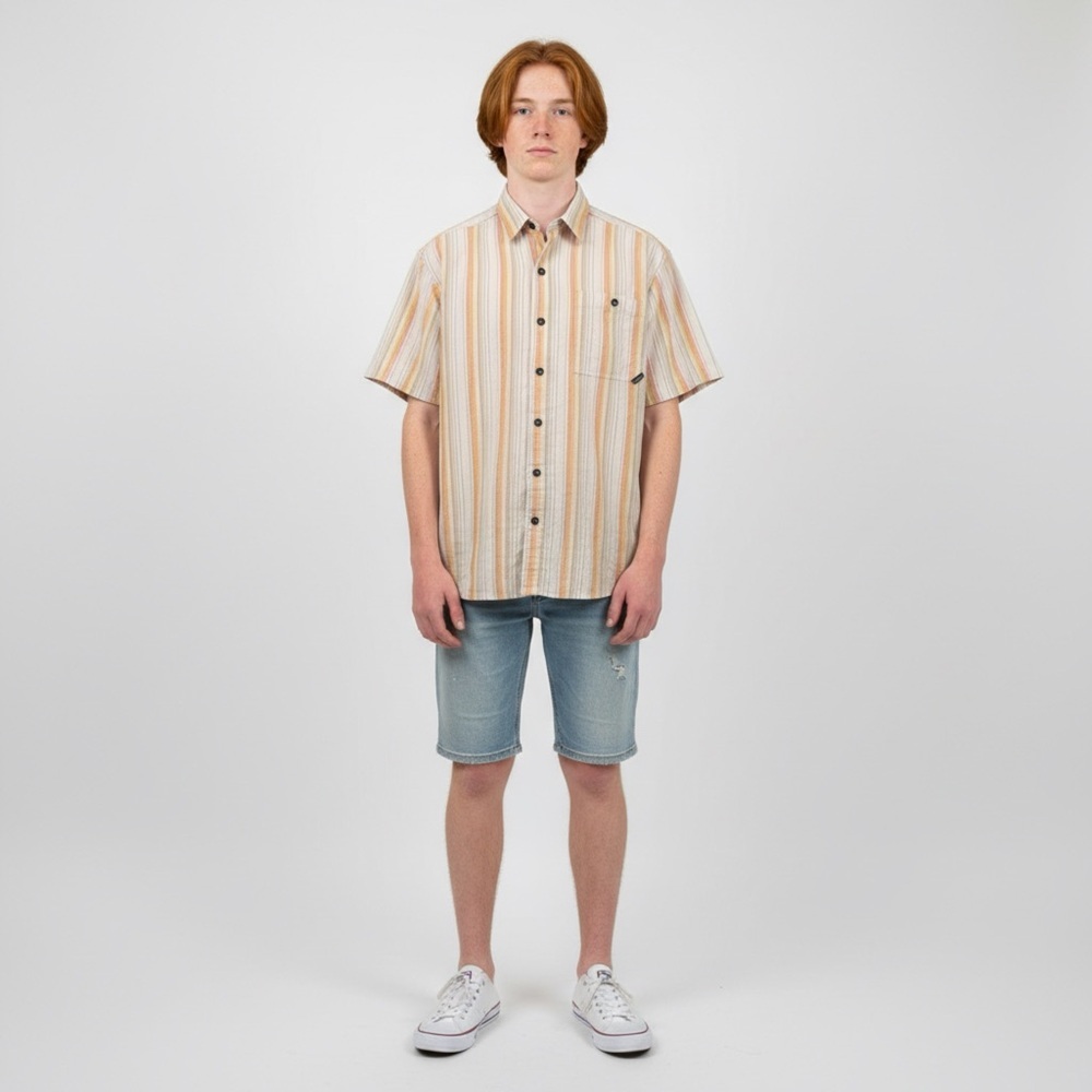 Patagonia Men's Puckerware Seersucker Striped Short Sleeve Button Down Shirt - Picture 6 of 10
